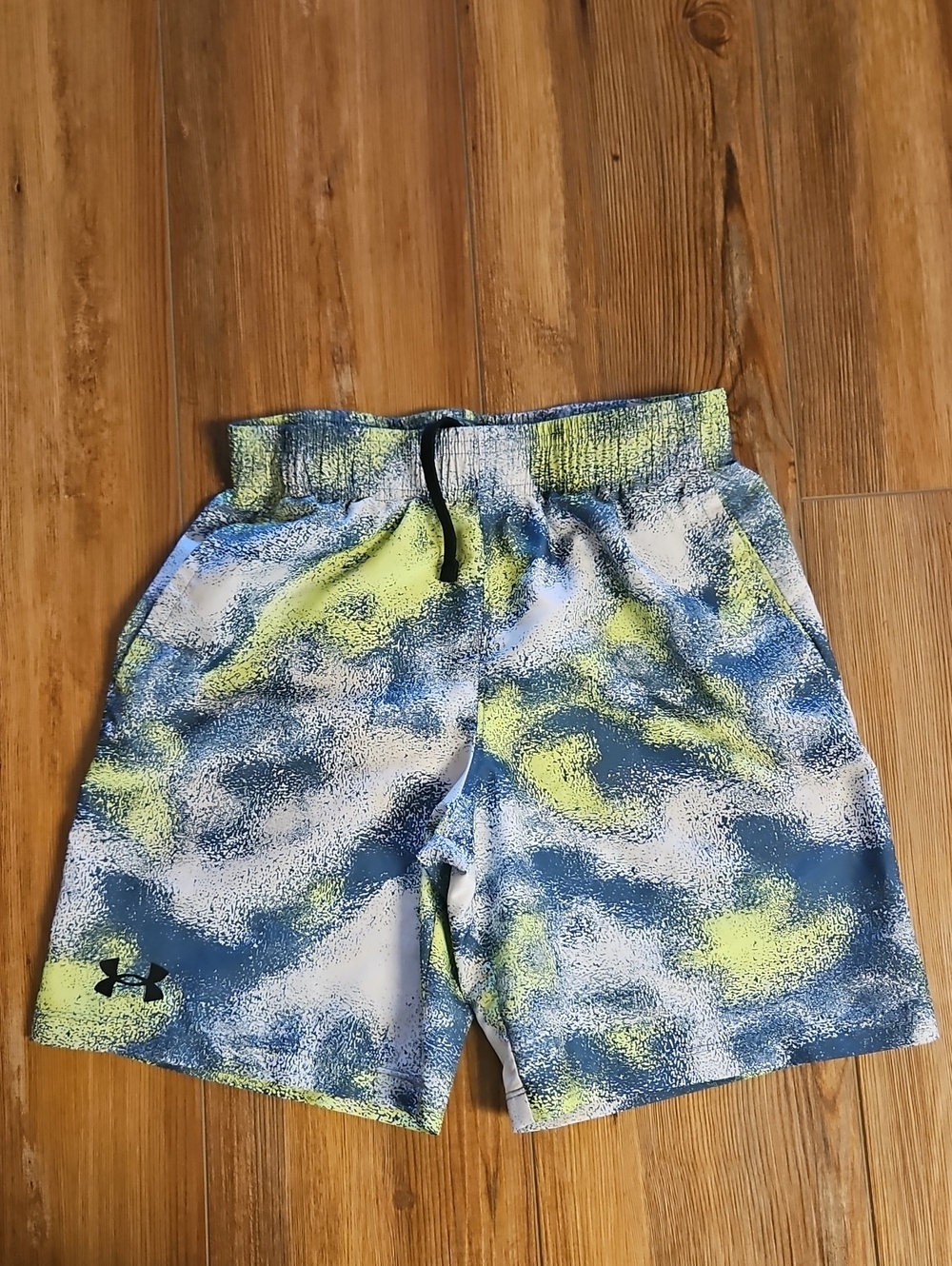 Under Armour Blue & Lime Graphic Athletic Shorts for Kids